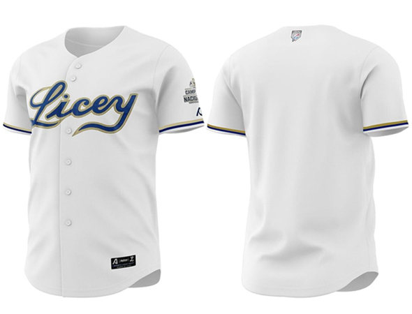 Men's Tigres del Licey Full Button White Stitched Baseball Jersey